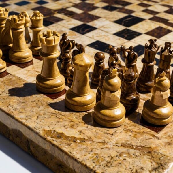 New Venetian Gold Granite Chess Set - Image 4
