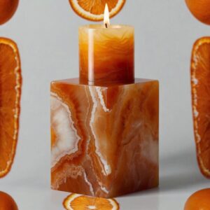Orange Onyx Candle Holders