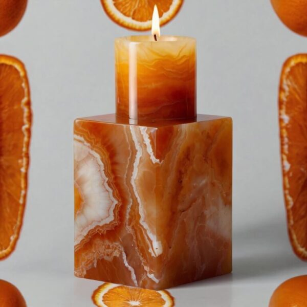 Orange Onyx Candle Holders