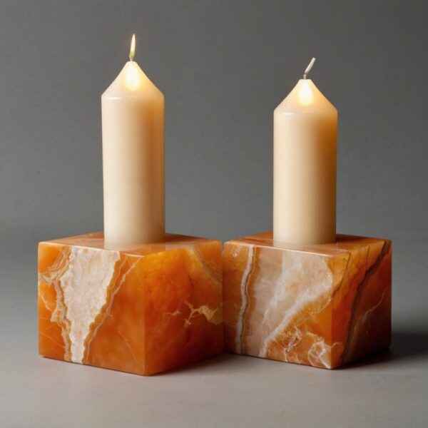 Orange Onyx Candle Holders - Image 3