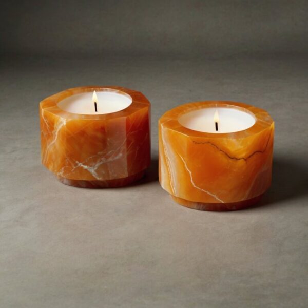 Orange Onyx Candle Holders - Image 4