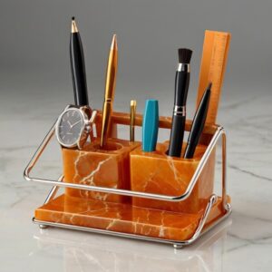 Orange Onyx Desk Organizer