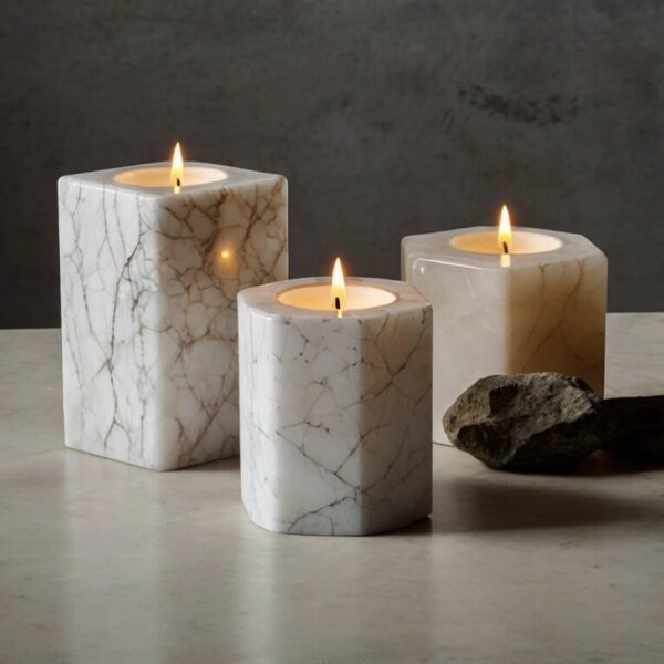 Pentalquartz Classic White Quartz Candle Holders - Image 3