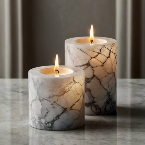 Pentalquartz Classic White Quartz Candle Holders - Image 4