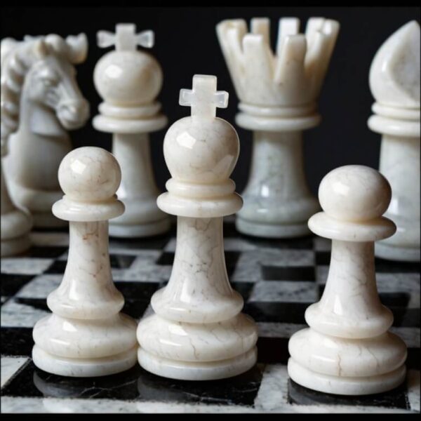 Pentalquartz Classic White Quartz Chess Set