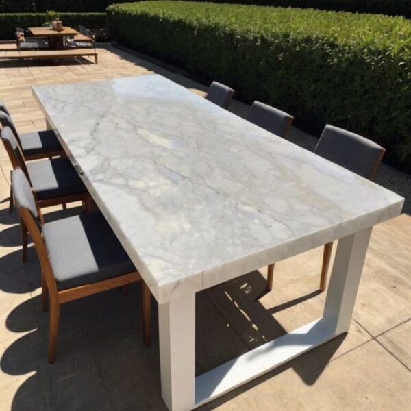 Pentalquartz Classic White Quartz Outdoor Table