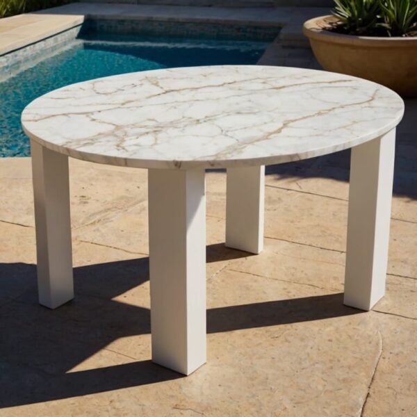 Pentalquartz Classic White Quartz Outdoor Table - Image 2