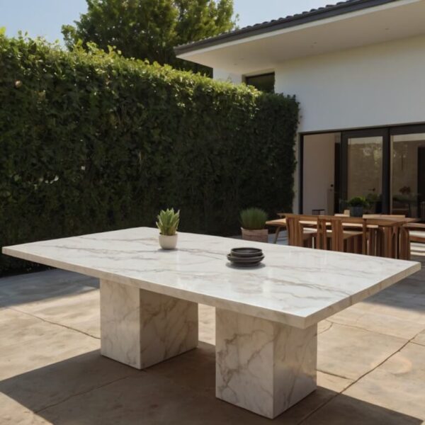 Pentalquartz Classic White Quartz Outdoor Table - Image 3