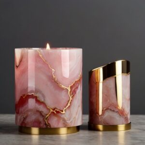 Pink Onyx Candle Holders