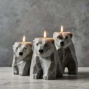 Polar Bear Quartzite Candle Holders