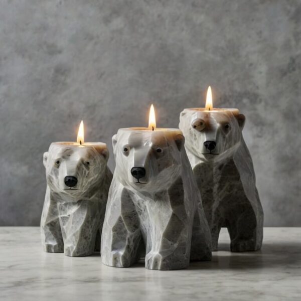 Polar Bear Quartzite Candle Holders