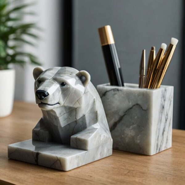 Polar Bear Quartzite Desk Organizer - Image 2