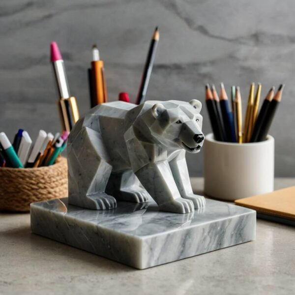 Polar Bear Quartzite Desk Organizer - Image 3