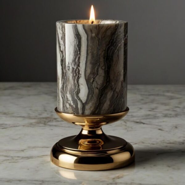 Polished Emperador Marble Candle Holders - Image 4