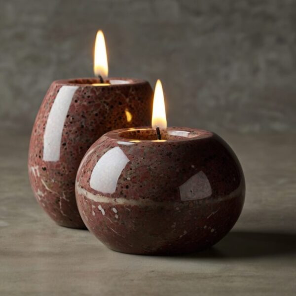 Porphyry Stone Candle Holders - Image 2