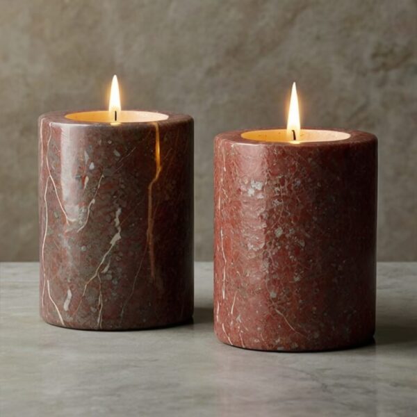 Porphyry Stone Candle Holders - Image 3