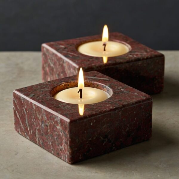 Porphyry Stone Candle Holders - Image 4