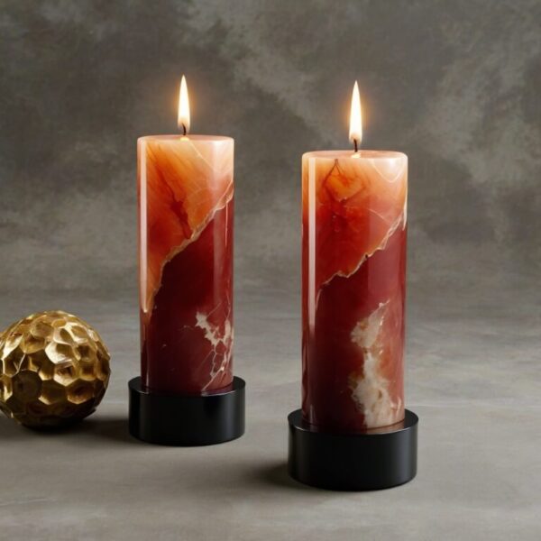 Red Onyx Candle Holders - Image 4