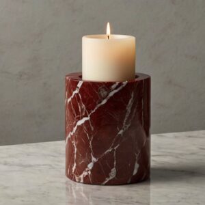 Rosso Levanto Marble Candle Holders