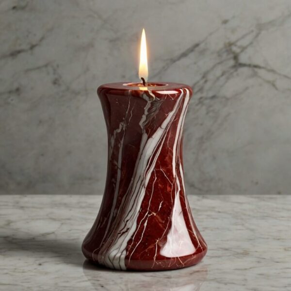Rosso Levanto Marble Candle Holders - Image 2