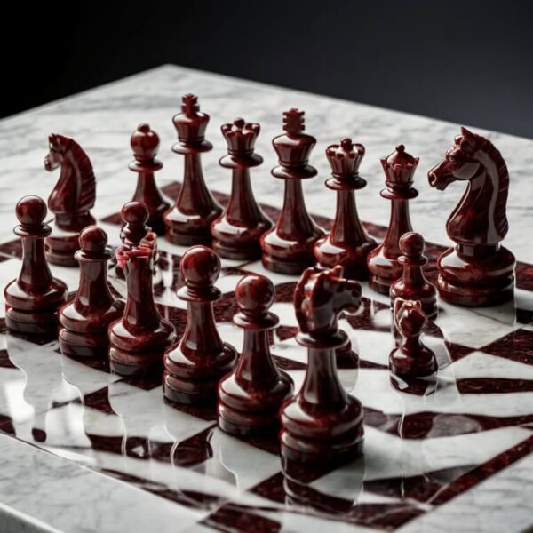 Rosso Levanto Marble Chess Set