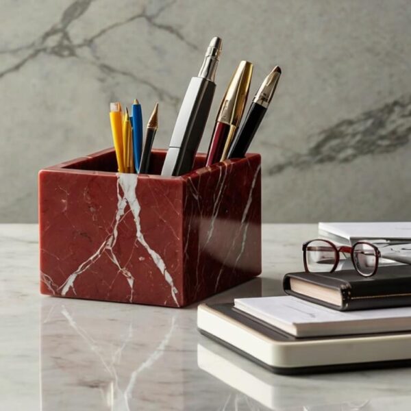 Rosso Levanto Marble Desk Organizer - Image 2
