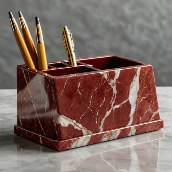 Rosso Levanto Marble Desk Organizer - Image 4