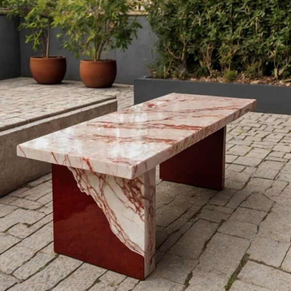 Rosso Levanto Marble Outdoor Table