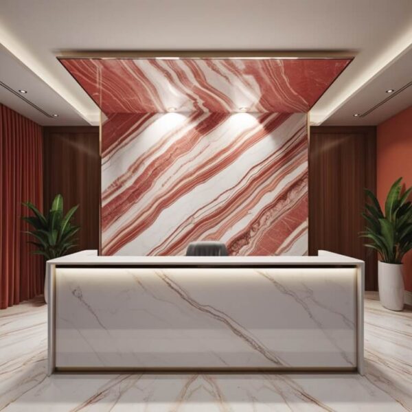 Rosso Levanto Marble Reception Desk