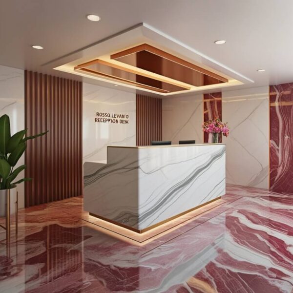 Rosso Levanto Marble Reception Desk - Image 2
