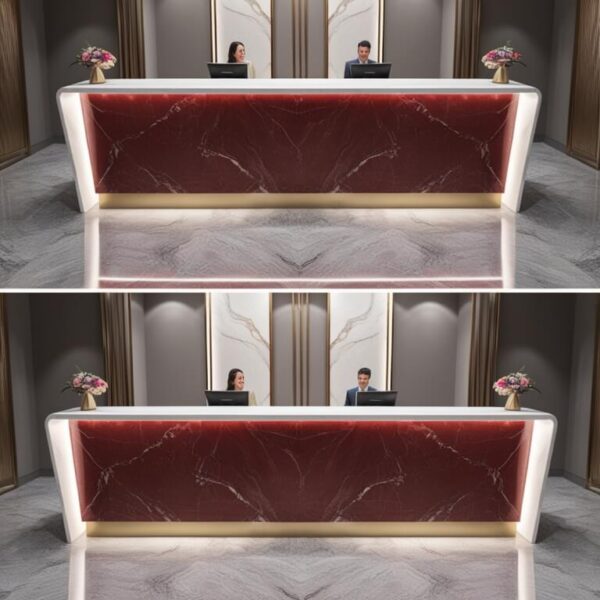 Rosso Levanto Marble Reception Desk - Image 3