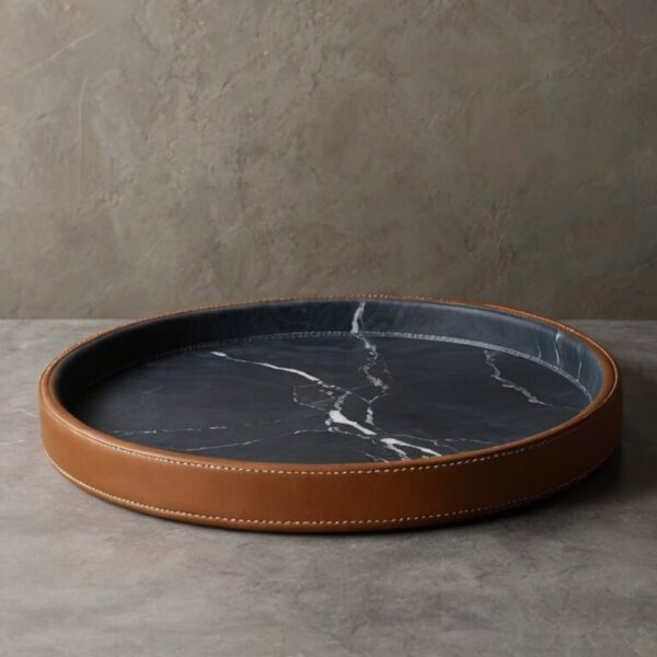 Round Leather Tray - Image 2