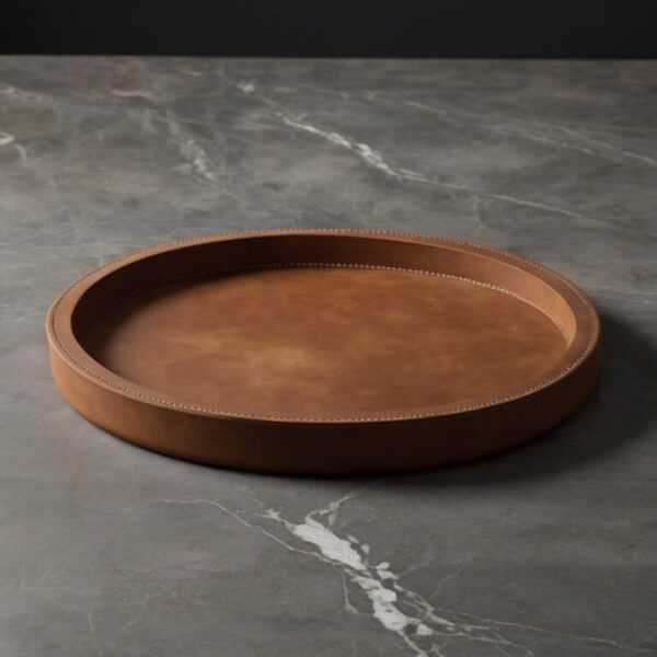 Round Leather Tray - Image 4