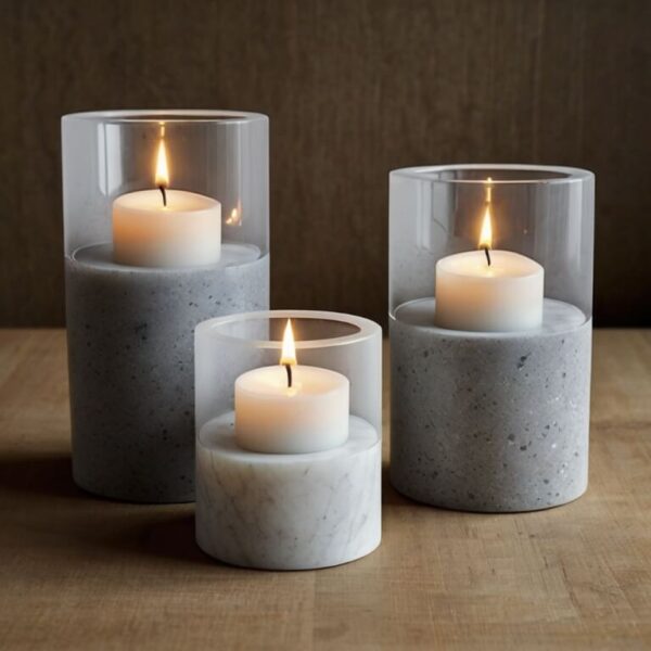 Silestone Blanco City Quartz Candle Holders