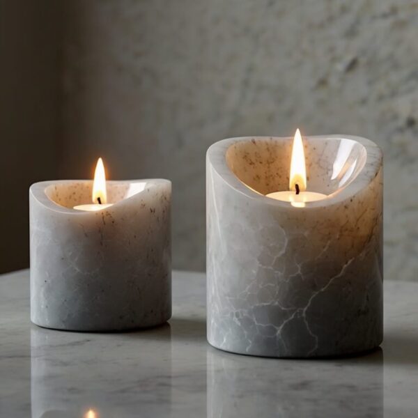 Silestone Blanco City Quartz Candle Holders - Image 2