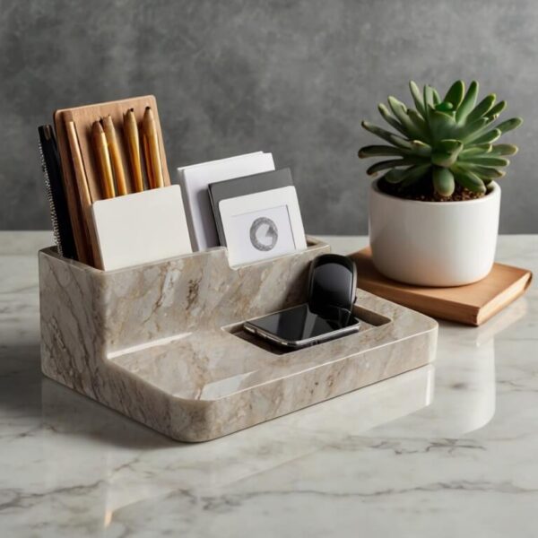 Silestone Blanco City Quartz Desk Organizer