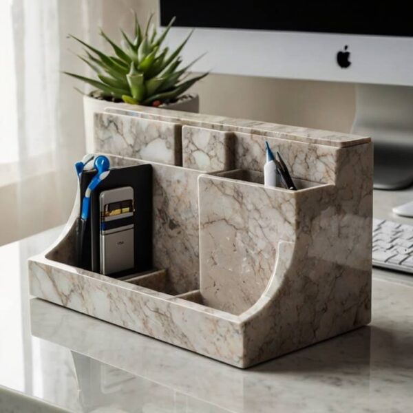 Silestone Blanco City Quartz Desk Organizer - Image 2