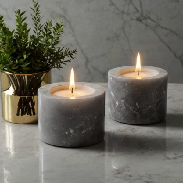 Silestone Stellar Snow Quartz Candle Holders - Image 2