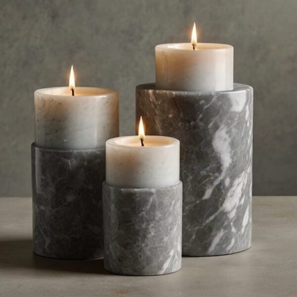 Silestone Stellar Snow Quartz Candle Holders - Image 3