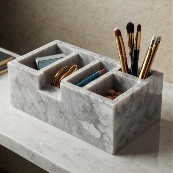 Silestone Stellar Snow Quartz Desk Organizer