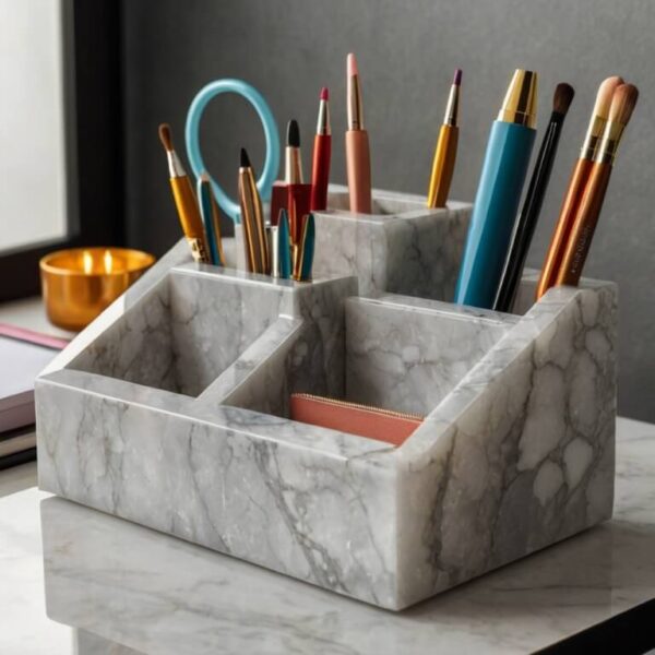 Silestone Stellar Snow Quartz Desk Organizer - Image 3