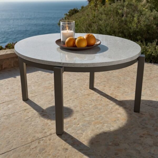 Silestone Stellar Snow Quartz Outdoor Table - Image 2