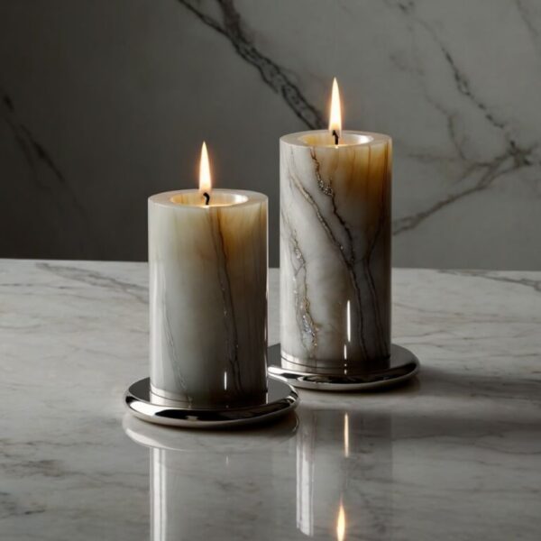 Silver Onyx Candle Holders
