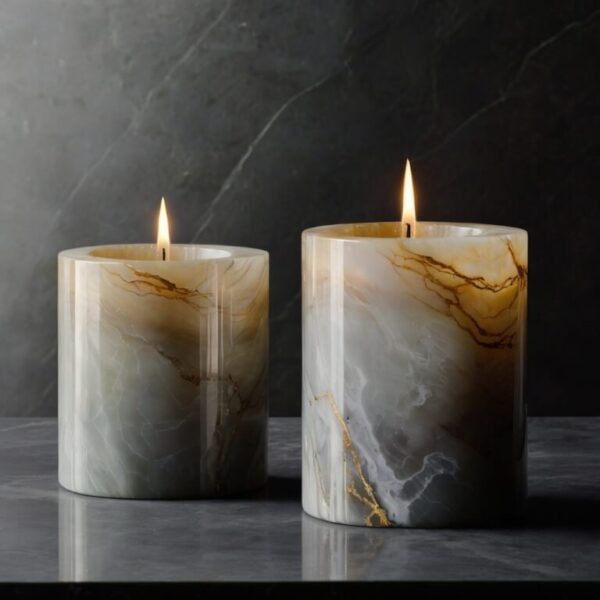 Silver Onyx Candle Holders - Image 4