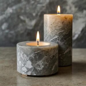 Snowfall Quartzite Candle Holders