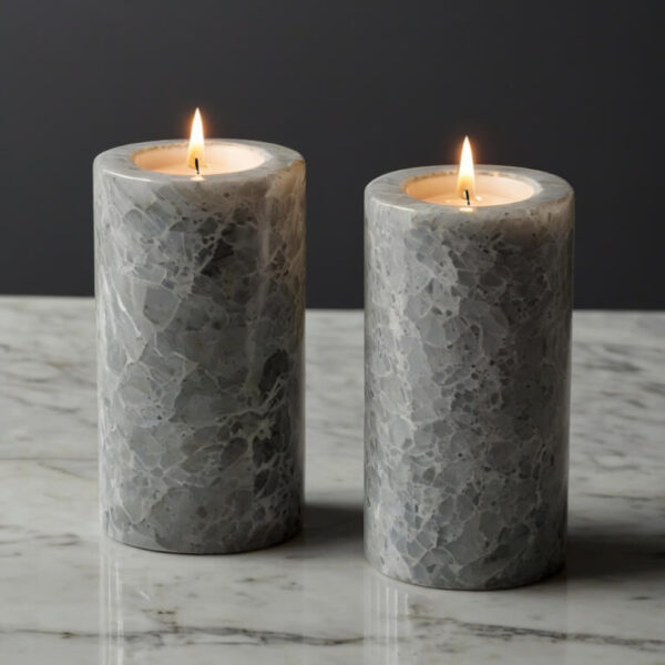 Snowfall Quartzite Candle Holders - Image 2