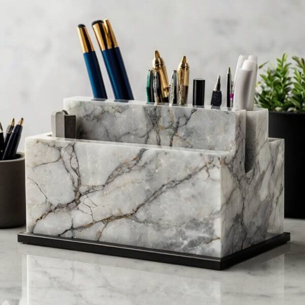 Snowfall Quartzite Desk Organizer - Image 3