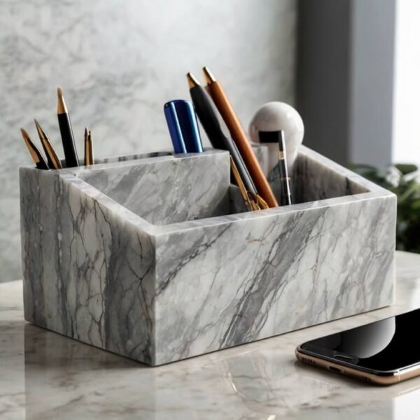 Snowfall Quartzite Desk Organizer - Image 4