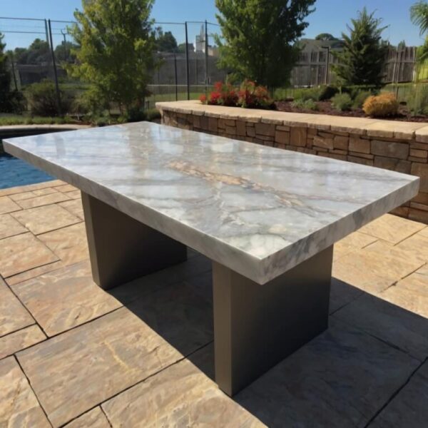 Snowfall Quartzite Outdoor Table