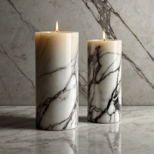 Statuario Marble Candle Holders - Image 2